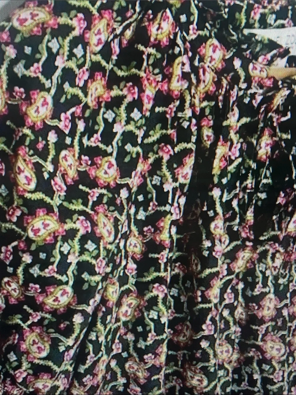 Rachel Zoe Black Blouse with Pink Floral Print